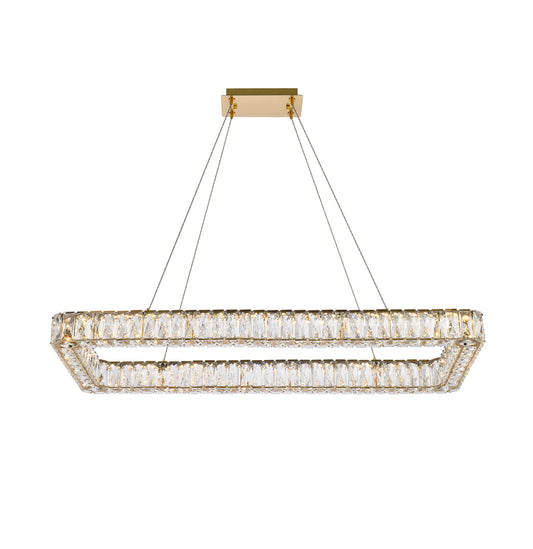 Monroe 42 inch LED Single rectangle pendant in gold