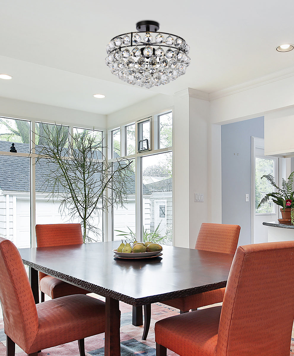 Savannah 16 inch flush mount in black