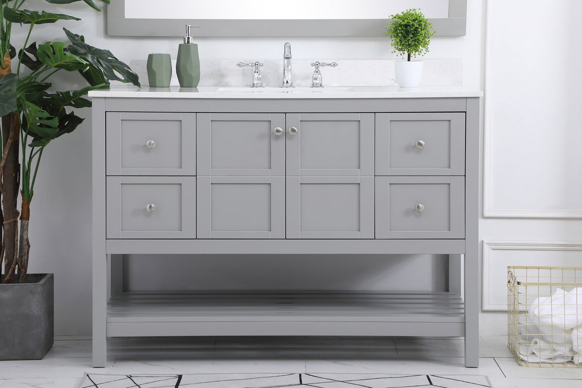 48 inch Single Bathroom Vanity in Gray with Backsplash