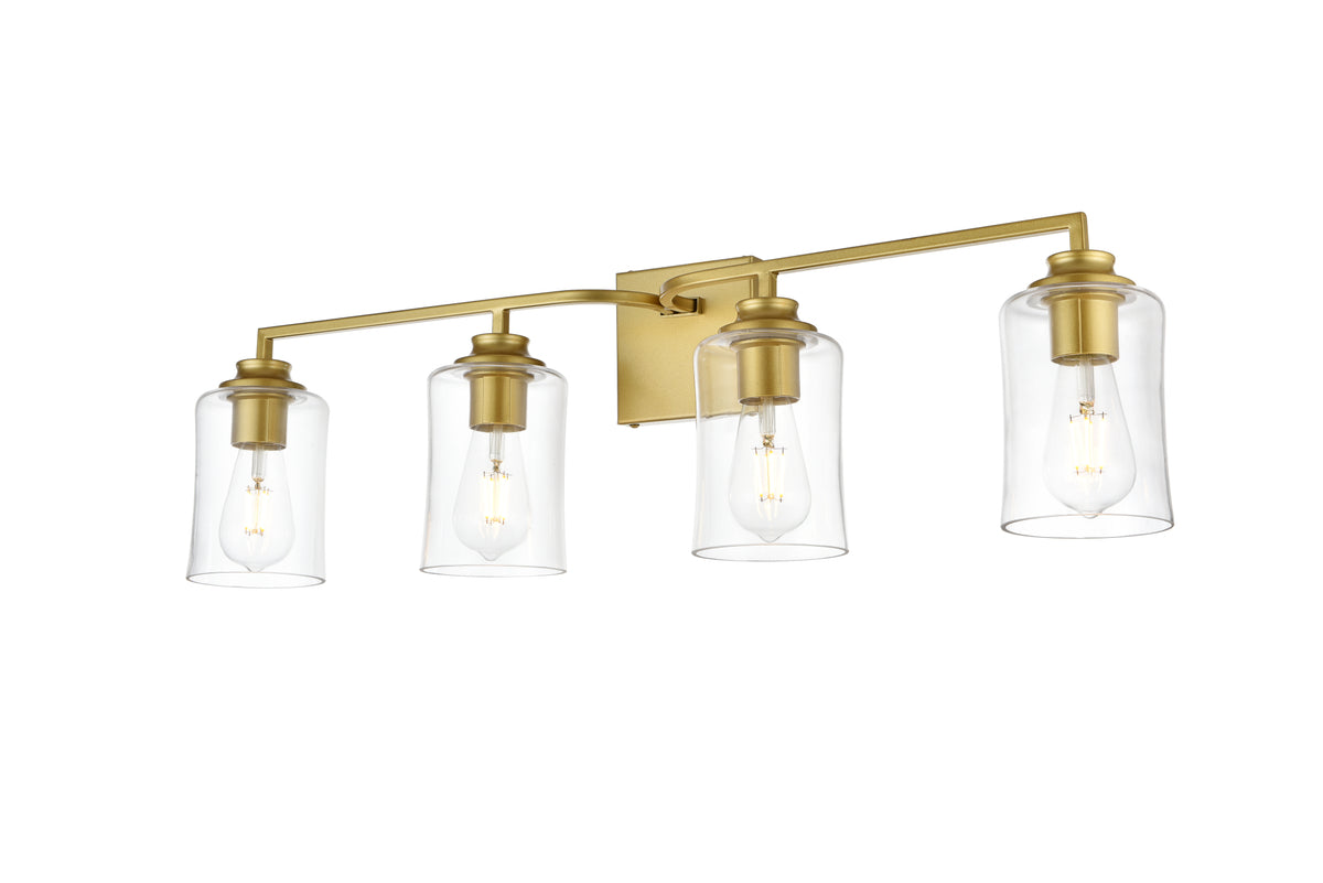 Ronnie 4 light Brass and Clear Bath Sconce