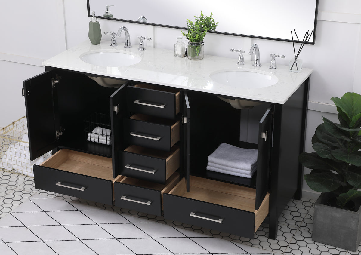 60 inch Double Bathroom Vanity in Black