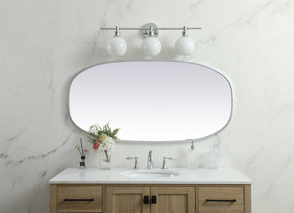 Metal Frame Oval Mirror 24x48 Inch in Silver