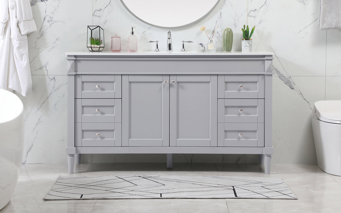 60 inch Single bathroom vanity in grey
