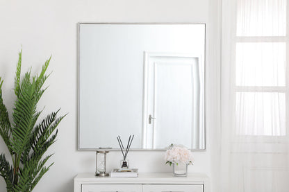 Metal frame square mirror 36 inch in silver