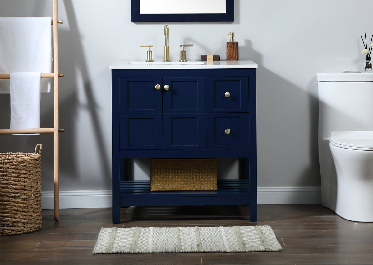 32 inch Single bathroom vanity in blue