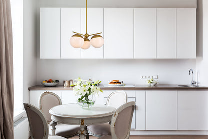 Eclipse 3 Lights Brass Pendant With Frosted White Glass