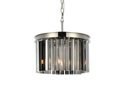 Sydney 3 light polished nickel Pendant Silver Shade (Grey) Royal Cut Crystal