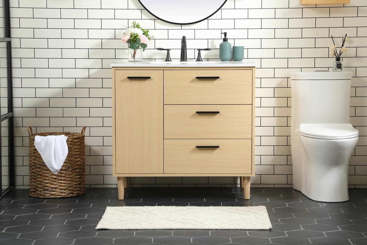 36 inch bathroom vanity in Maple