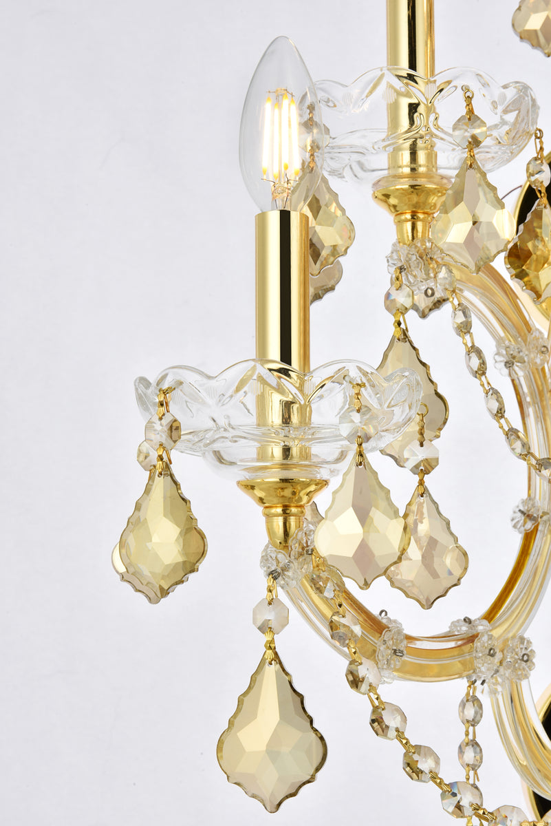 Maria Theresa 7 light Gold Wall Sconce Golden Teak (Smoky) Royal Cut Crystal