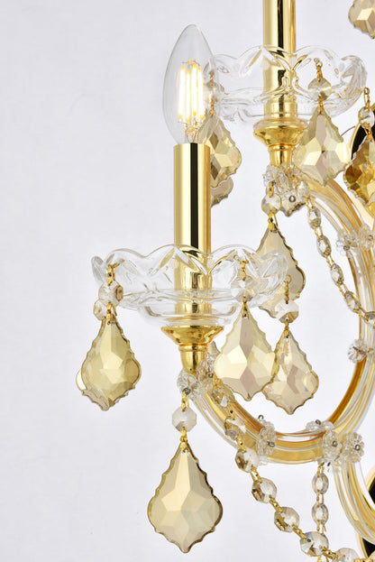Maria Theresa 7 light Gold Wall Sconce Golden Teak (Smoky) Royal Cut Crystal