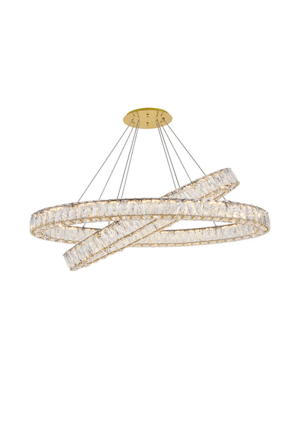 Monroe Integrated LED light Gold Chandelier Clear Royal Cut Crystal