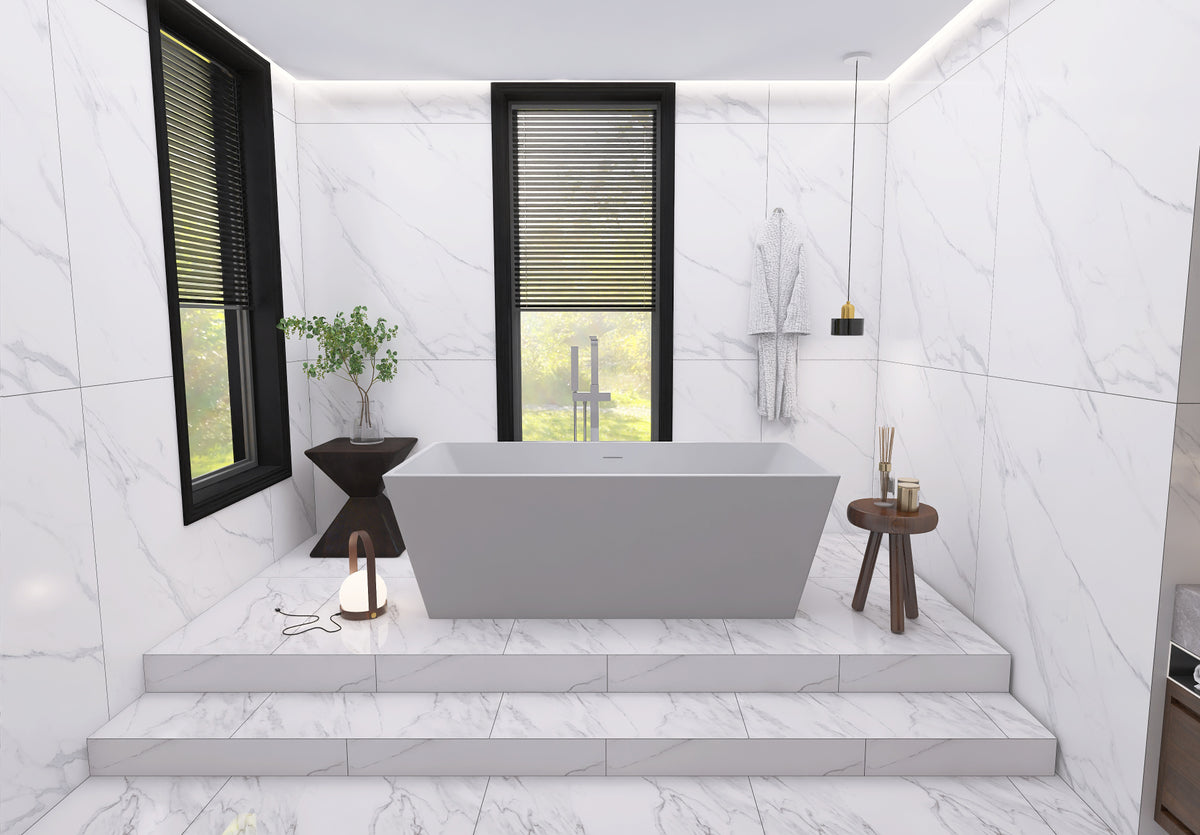 67 inch soaking rectangular bathtub in glossy white