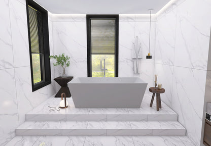 67 inch soaking rectangular bathtub in glossy white