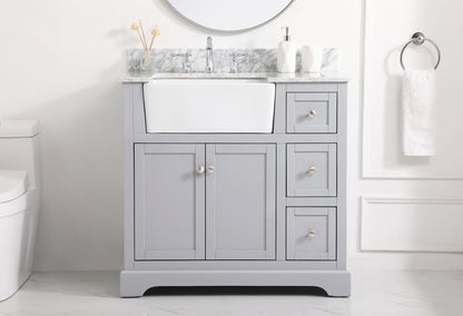 36 inch Single bathroom vanity in grey with backsplash
