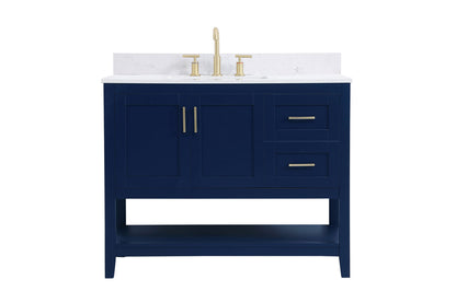 42 inch Single Bathroom Vanity in Blue with Backsplash