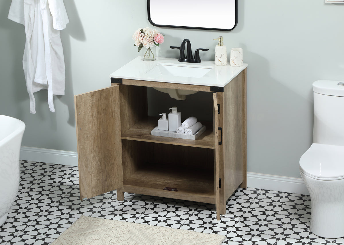 30 inch Single bathroom vanity in natural oak