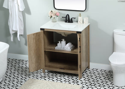 30 inch Single bathroom vanity in natural oak