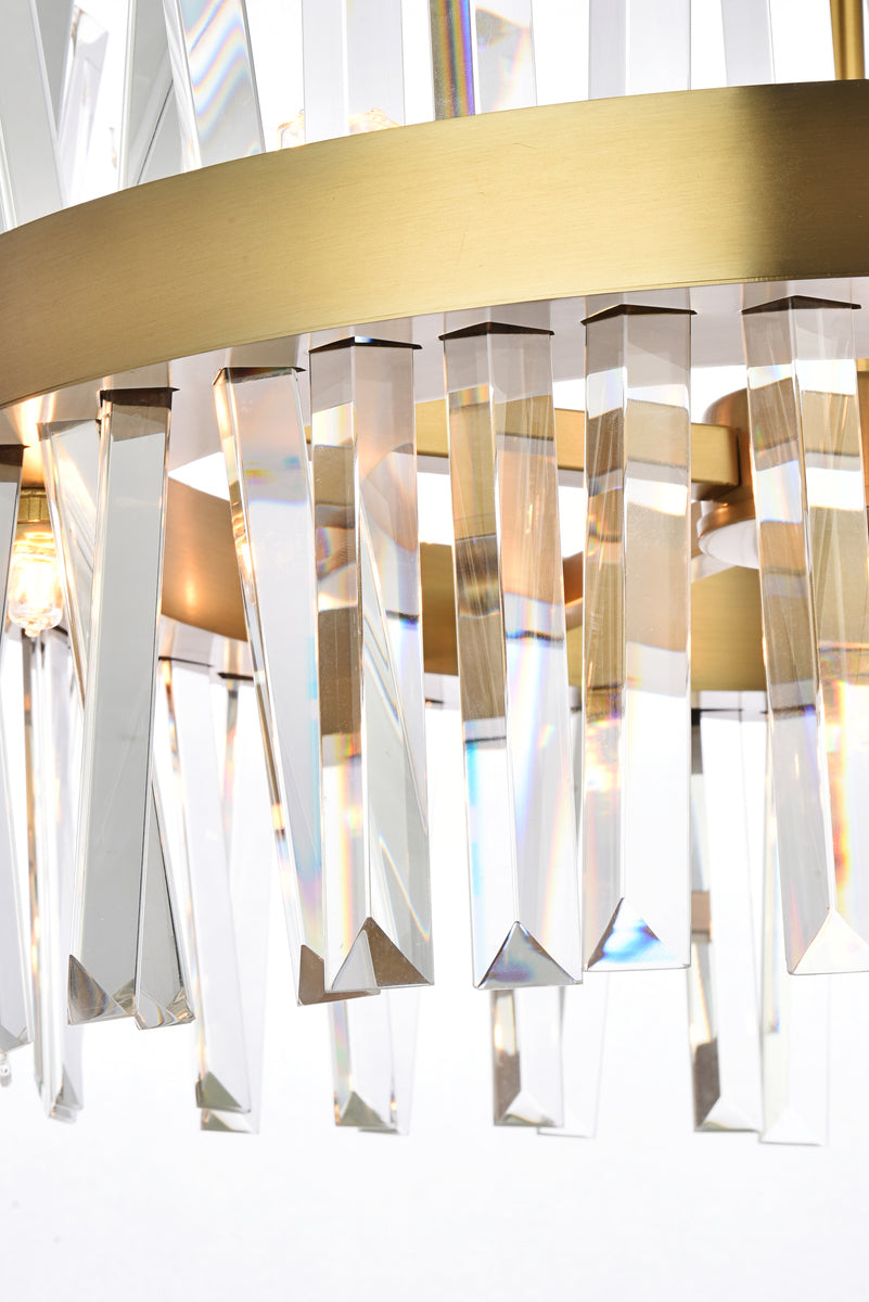 Serephina 20 inch crystal round pendant light in satin gold