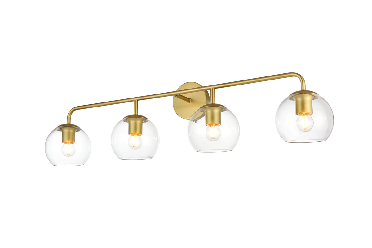 Genesis 4 light Brass and Clear Bath Sconce