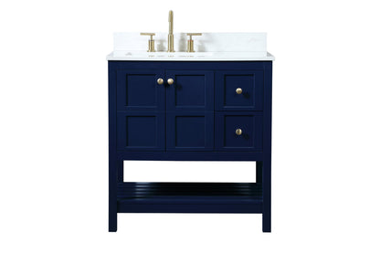 32 inch Single bathroom vanity in blue with backsplash