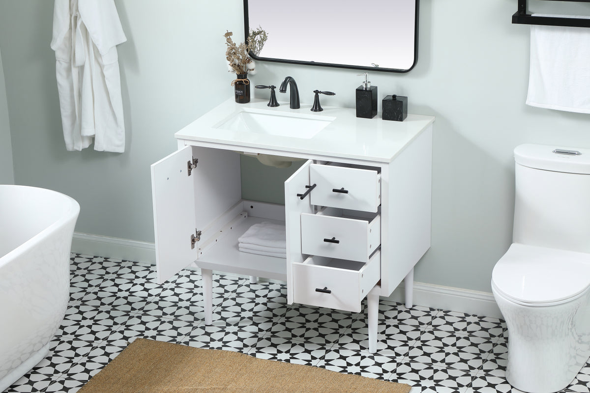 36 inch Single bathroom vanity in white