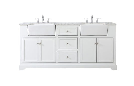 72 inch double bathroom vanity in white
