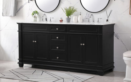 72 inch double bathroom vanity set in black