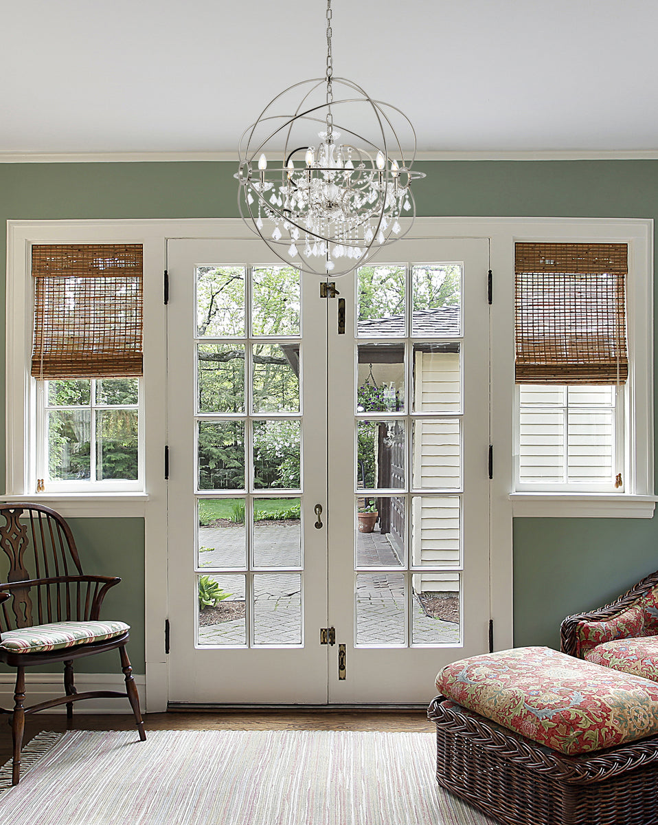 Geneva 6 light polished nickel Chandelier Clear Royal Cut crystal