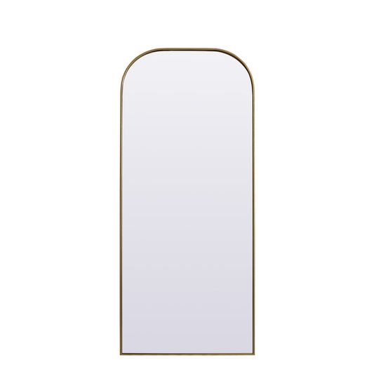 Metal Frame Arch Full Length Mirror 32x76 Inch in Brass