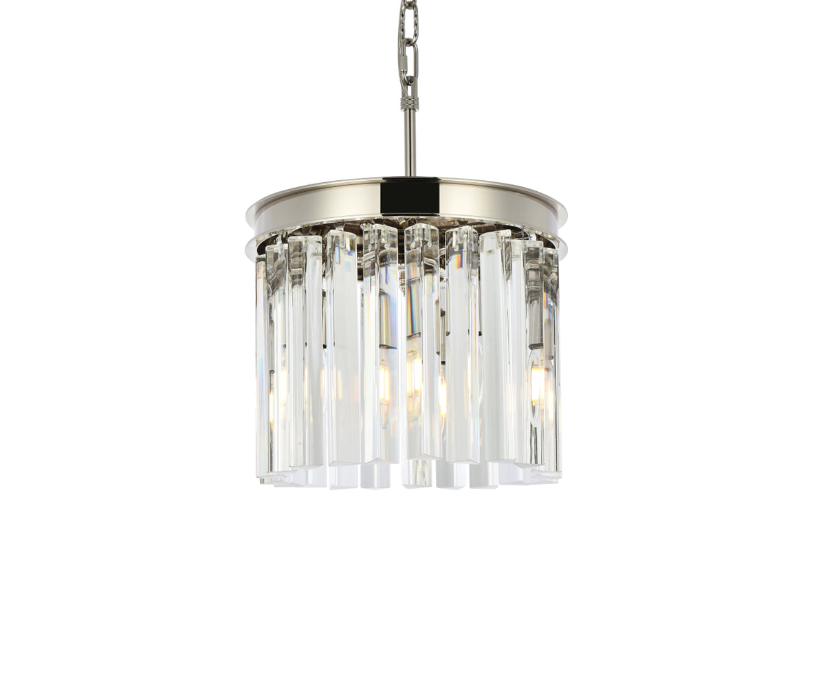 Sydney 3 light polished nickel Pendant Clear Royal Cut Crystal