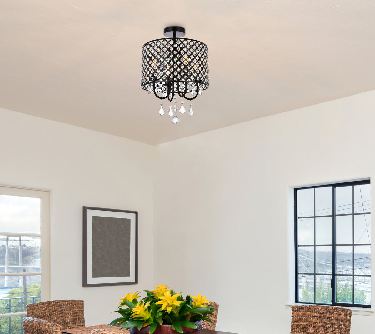 Elise 14 inch flush mount in black