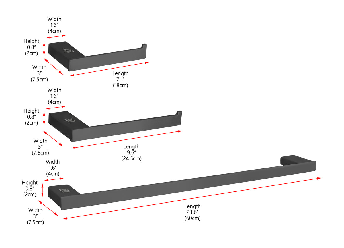 Sofia 3-Piece Bathroom Hardware Set in Matte Black