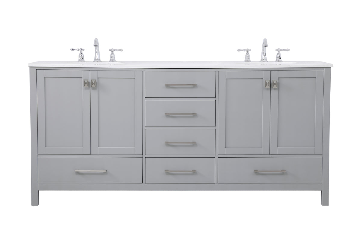 72 inch Double Bathroom Vanity in Gray