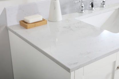 48 inch Single Bathroom Vanity in White with Backsplash