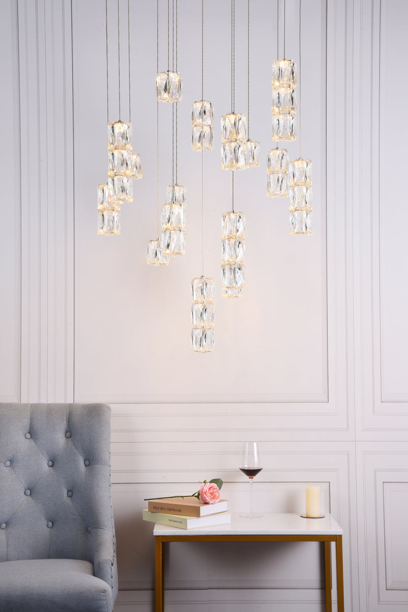 Polaris LED light Chrome Pendant Clear Crystal