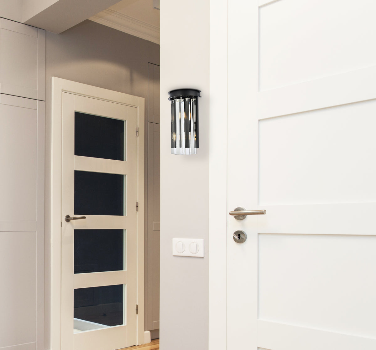 Sydney 2 light Matte Black Wall Sconce Clear Royal Cut Crystal