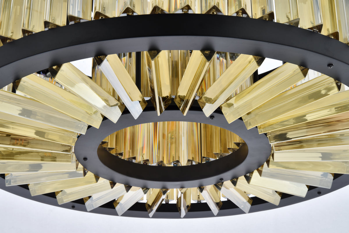 Chelsea 8 light Matte Black Chandelier Golden Teak (Smoky) Royal Cut Crystal