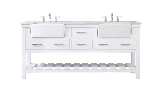 72 inch double bathroom vanity in white