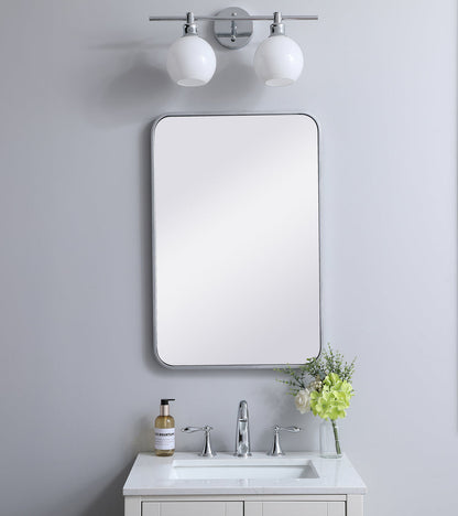 Soft corner metal rectangular mirror 20x30 inch in Silver