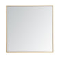 Metal frame square mirror 36 inch in Brass