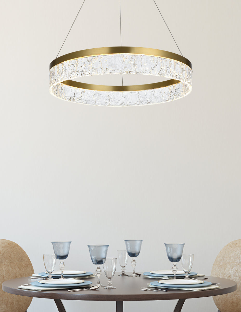 Linden 22 inch Adjustable LED chandelier in Satin Gold