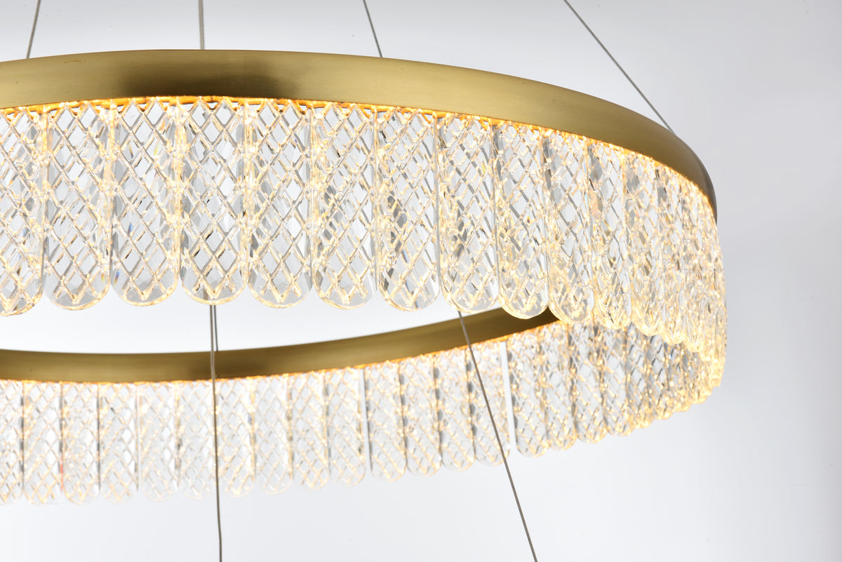 Rune 24 inch Adjustable LED chandelier in Satin Gold