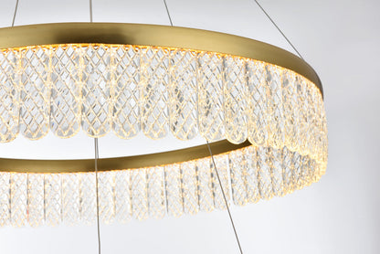 Rune 24 inch Adjustable LED chandelier in Satin Gold