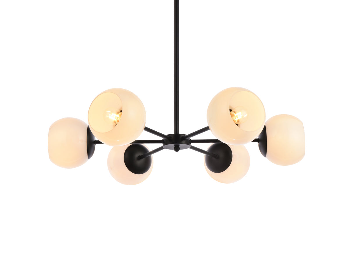 Briggs 30 inch pendant in black with white shade