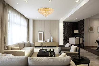 Tranquil 18 light Gold Flush Mount Clear Royal Cut Crystal