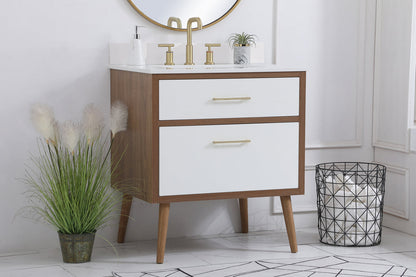 30 inch bathroom Vanity in White with Backsplash