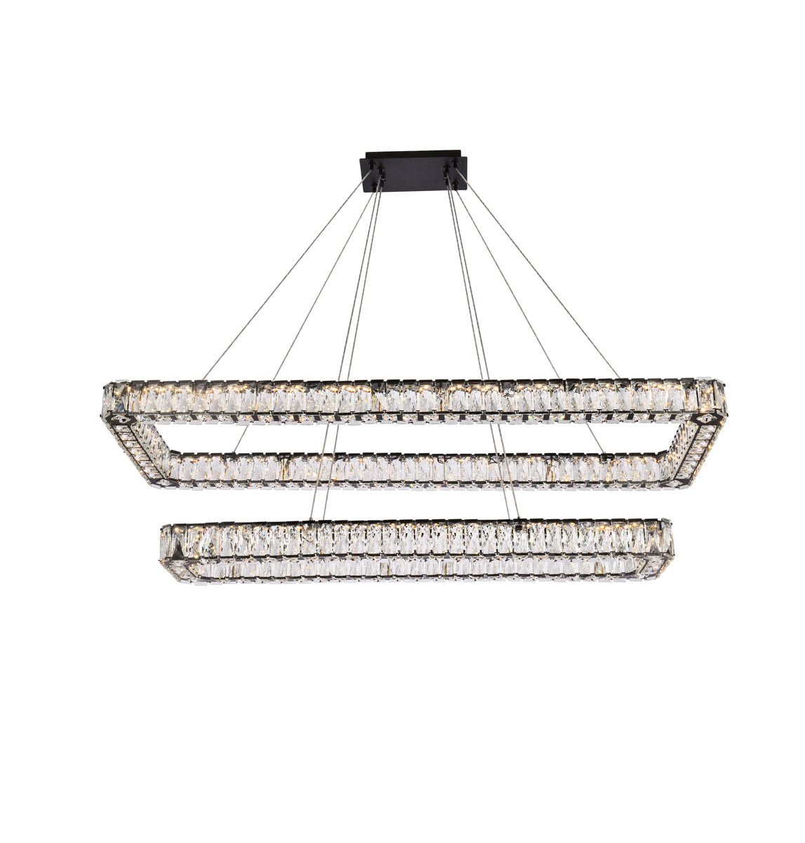 Monroe 50 inch LED double rectangle pendant in black