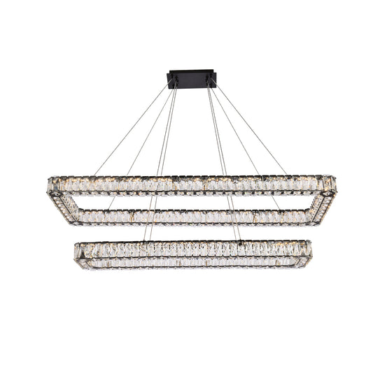 Monroe 50 inch LED double rectangle pendant in black