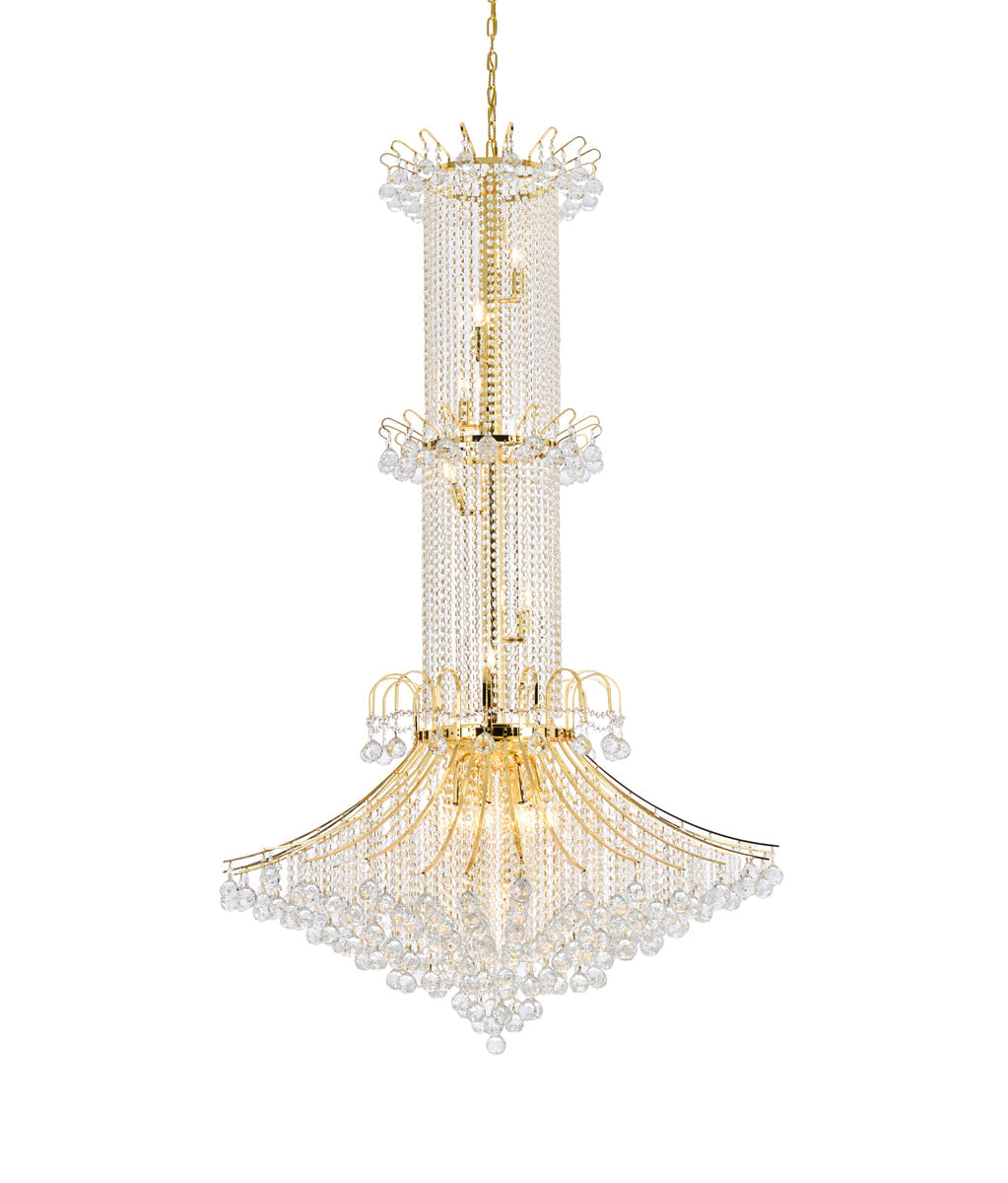 Toureg 20 light Gold Chandelier Clear Royal Cut Crystal
