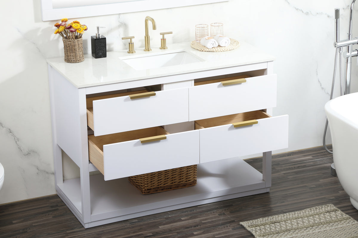 48 inch Single bathroom vanity in white